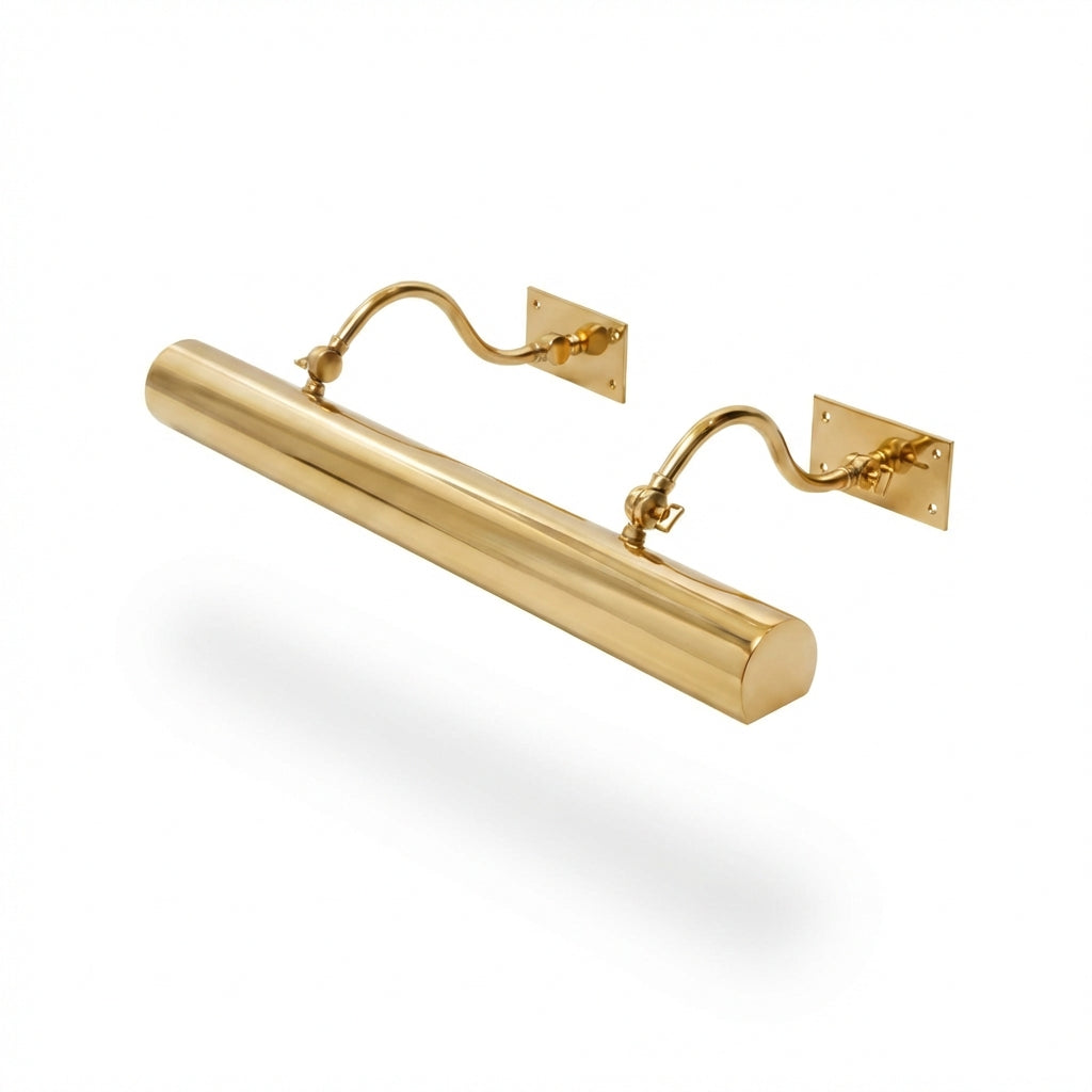 Ann Morris Lighting - Large Rounded Picture Lights - Gooseneck Arm - 25"-35" - Brass