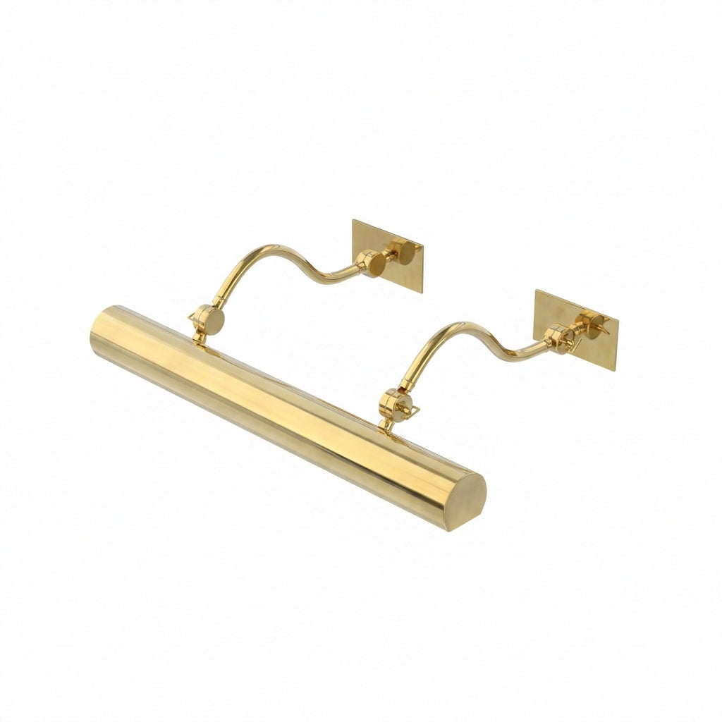 2.3. Ann Morris Lighting - VACATIONS TEST: Small Rounded Picture Lights - Gooseneck Arm - 25"-35" - Brass