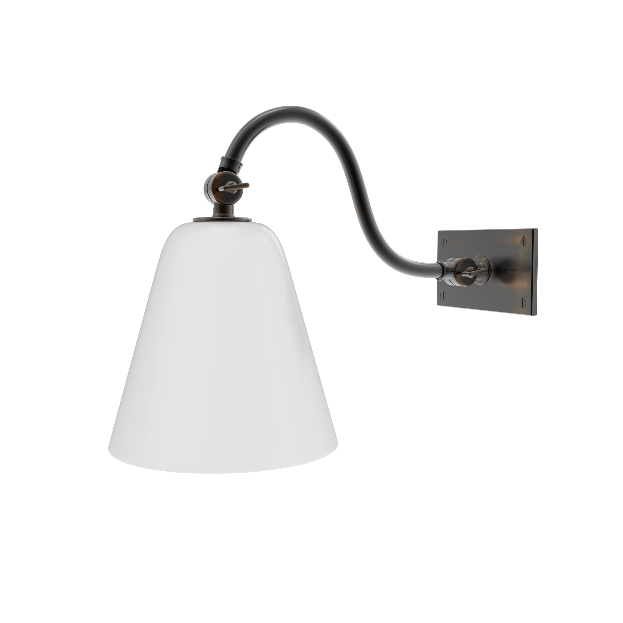 Roosevelt Sconce with White Glass Shade - Curved Arm – Ann-Morris Inc