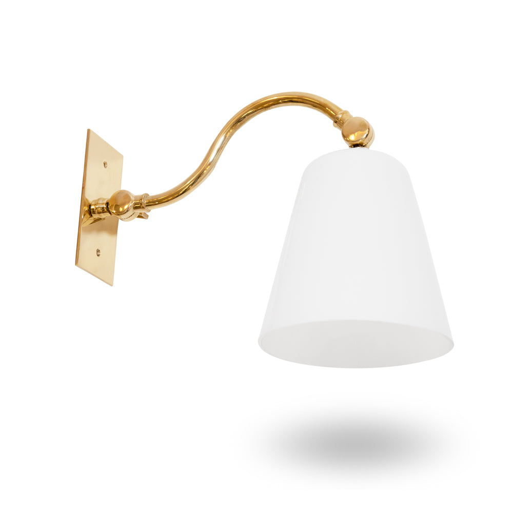 Roosevelt Sconce (White Glass Shade, Vertical Back Plate)