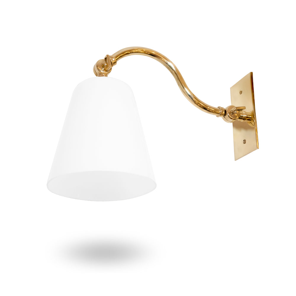 Roosevelt Sconce (White Glass Shade, Vertical Back Plate)