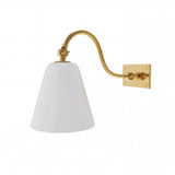 Roosevelt Sconce with White Glass Shade - Curved Arm